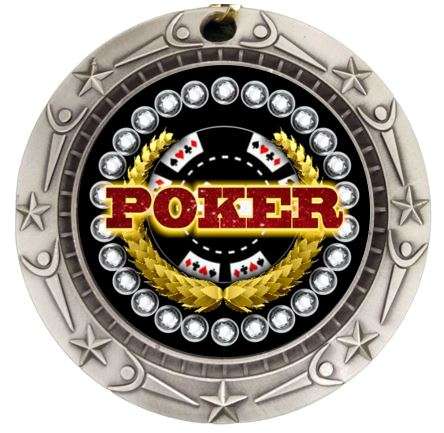 Poker World Class Medal - Gold, Silver or Bronze | Engraved Texas Hold 'em Medallion - 3 Inch Wide Decade Awards