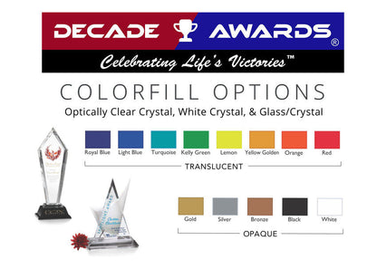 Victory Tower Crystal Corporate Award | Engraved President Award - 8, 10 or 12 Inch Tall Decade Awards