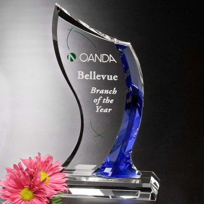 Potomac Indigo Crystal Corporate Award | Engraved Corporate Award - 8", 9" or 10" Decade Awards