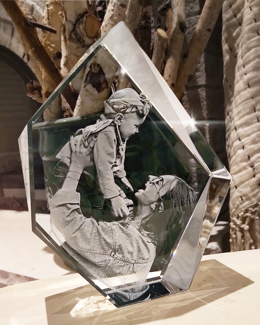 3D Crystal Custom Photo Gift – Prestige Crystal Cube Decade Awards