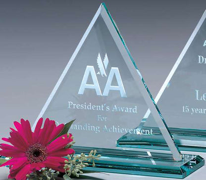Princeton Triangle Crystal Corporate Award | Engraved Crystal Award - 6", 8.5" or 9" Decade Awards