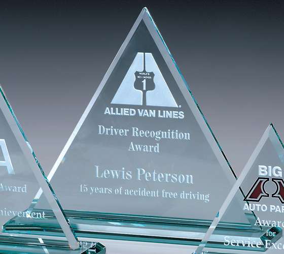 Princeton Triangle Crystal Corporate Award | Engraved Crystal Award - 6", 8.5" or 9" Decade Awards