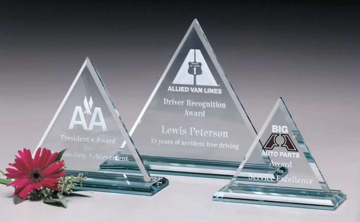 Princeton Triangle Crystal Corporate Award | Engraved Crystal Award - 6", 8.5" or 9" Decade Awards