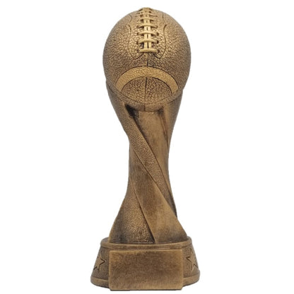 Football Trophy, Gold Spiral | Engraved FFL Award - 7, 9 or 10.5 Inch Tall Decade Awards