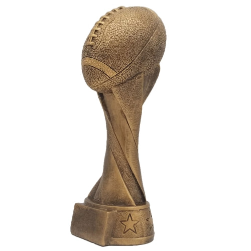 Football Trophy, Gold Spiral | Engraved FFL Award - 7, 9 or 10.5 Inch Tall Decade Awards
