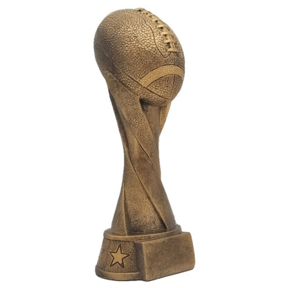 Football Trophy, Gold Spiral | Engraved FFL Award - 7, 9 or 10.5 Inch Tall Decade Awards