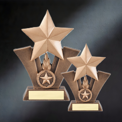 Star Victory Trophy | Engraved Gold Star Award | 6 or 7.5 Inches Tall