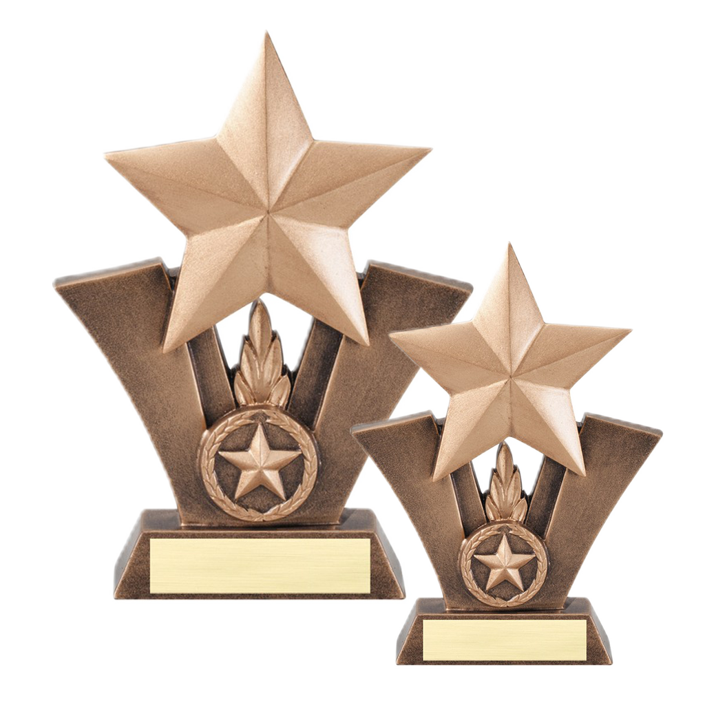 Star Victory Trophy | Engraved Gold Star Award | 6 or 7.5 Inches Tall