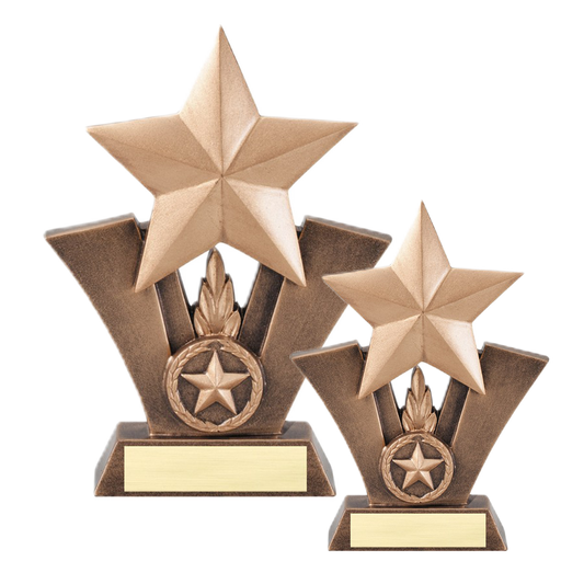 Star Victory Trophy | Engraved Gold Star Award | 6 or 7.5 Inches Tall