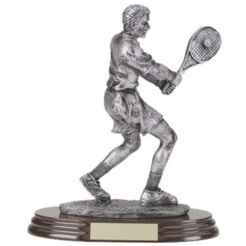 Tennis Player Trophy - Male | Engraved Tennis Player Award - 8 Inch Tall CLEARANCE