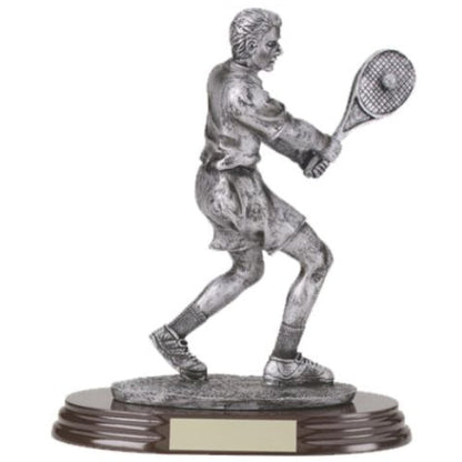 Tennis Player Trophy - Male | Engraved Tennis Player Award - 8 Inch Tall CLEARANCE