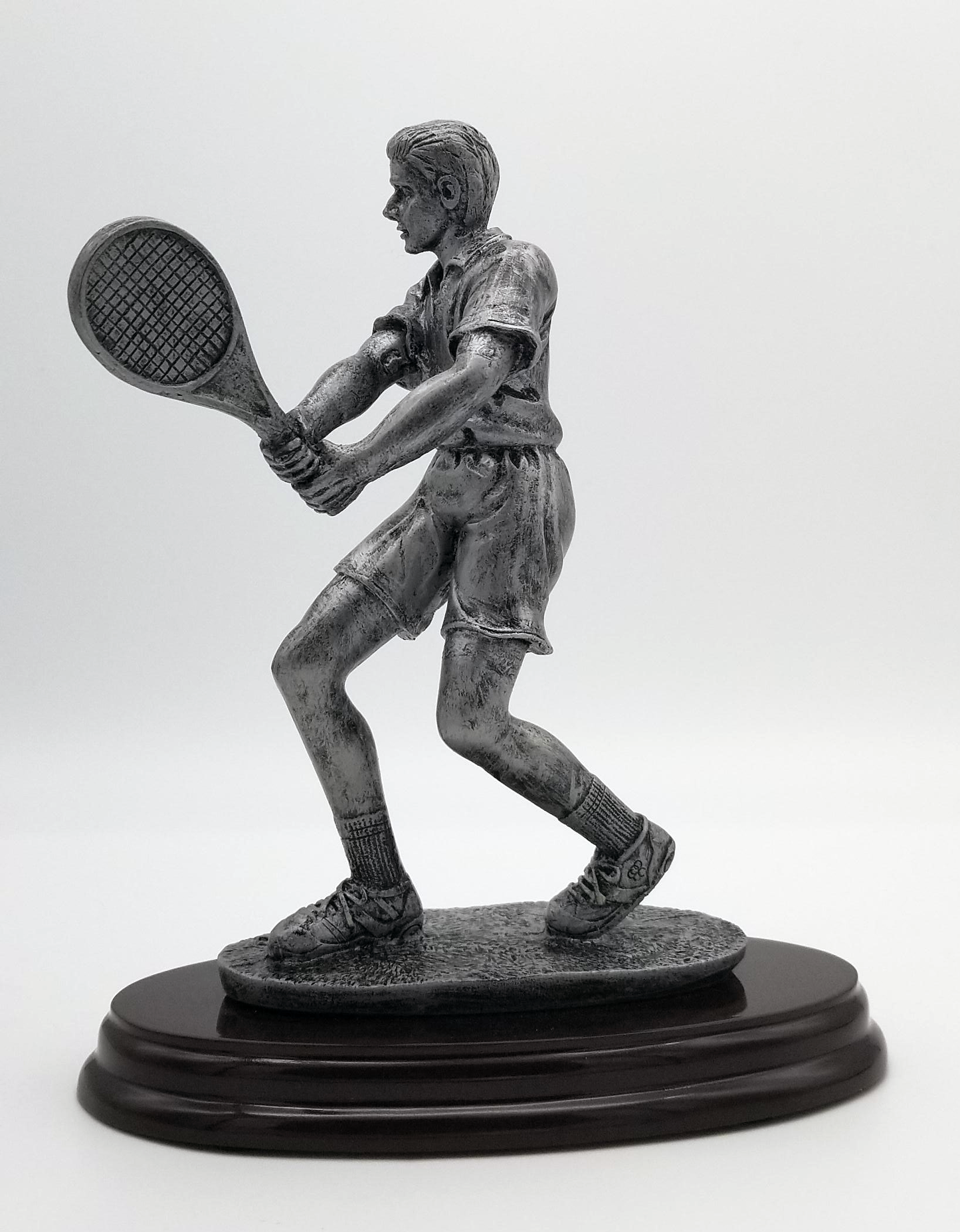 Tennis Player Trophy - Male | Engraved Tennis Player Award - 8 Inch Tall CLEARANCE