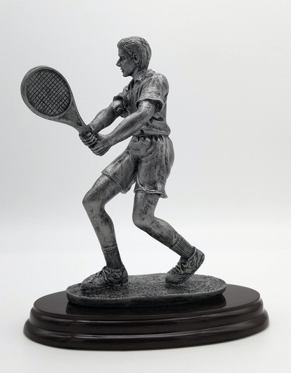 Tennis Player Trophy - Male | Engraved Tennis Player Award - 8 Inch Tall CLEARANCE