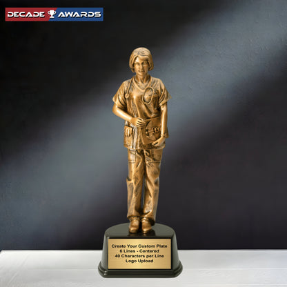Personalized Nurse Trophy - Engraved Nursing Hero Award - Healthcare Recognition - 10 Inch