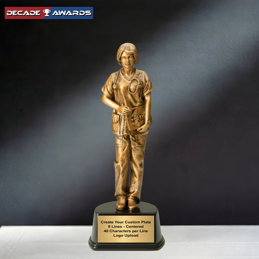 Personalized Nurse Trophy - Engraved Nursing Hero Award - Healthcare Recognition - 10 Inch