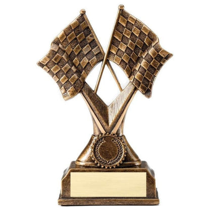 Racing Trophy, Checkered Flag | Engraved Racing Flag Award - 7 Inch Tall Decade Awards