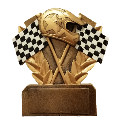 Racing Trophy | Checkered Flags | Personalized Racing Award | 5 Inches Tall