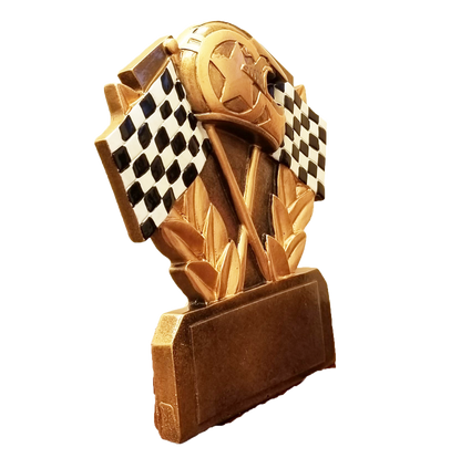 Racing Trophy | Checkered Flags | Personalized Racing Award | 5 Inches Tall