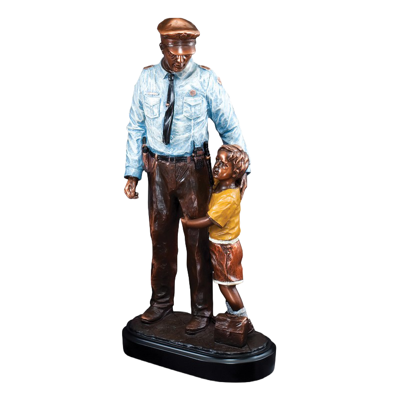 Policeman Trophy | Policeman with Child | Personalized American Hero Award | 12.5 Inches Tall