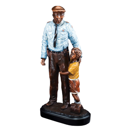 Policeman Trophy | Policeman with Child | Personalized American Hero Award | 12.5 Inches Tall