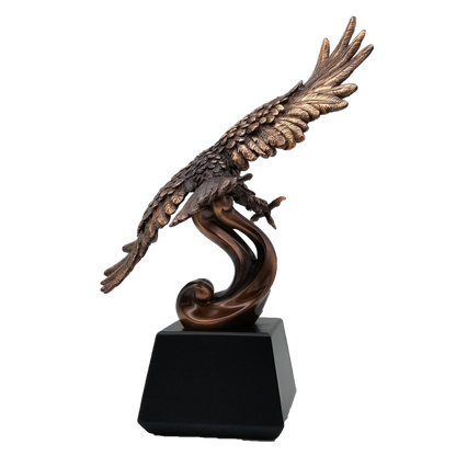 Eagle Trophy | Bronze Resin Finish | Personalized Eagle Award | 12.5 Inches Tall