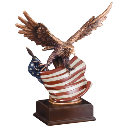 Eagle Trophy | Personalized Eagle and Flag Award | 12 Inches Tall