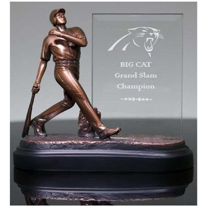 Baseball Award, Hero of the Field Story Glass | Engraved Baseball Sport Hero Award - 7.25 Inch Tall Decade Awards