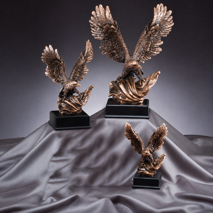 Eagle Trophy | Bronzed | Personalized Eagle with American Flag Award | 10, 14 or 19 Inches Tall