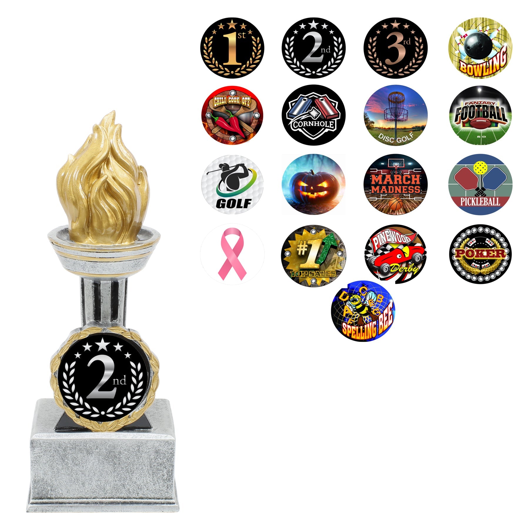 Victory Torch Trophy w/Insert | Engraved Flame of Victory Award - 9 or 12 Inch Tall Decade Awards