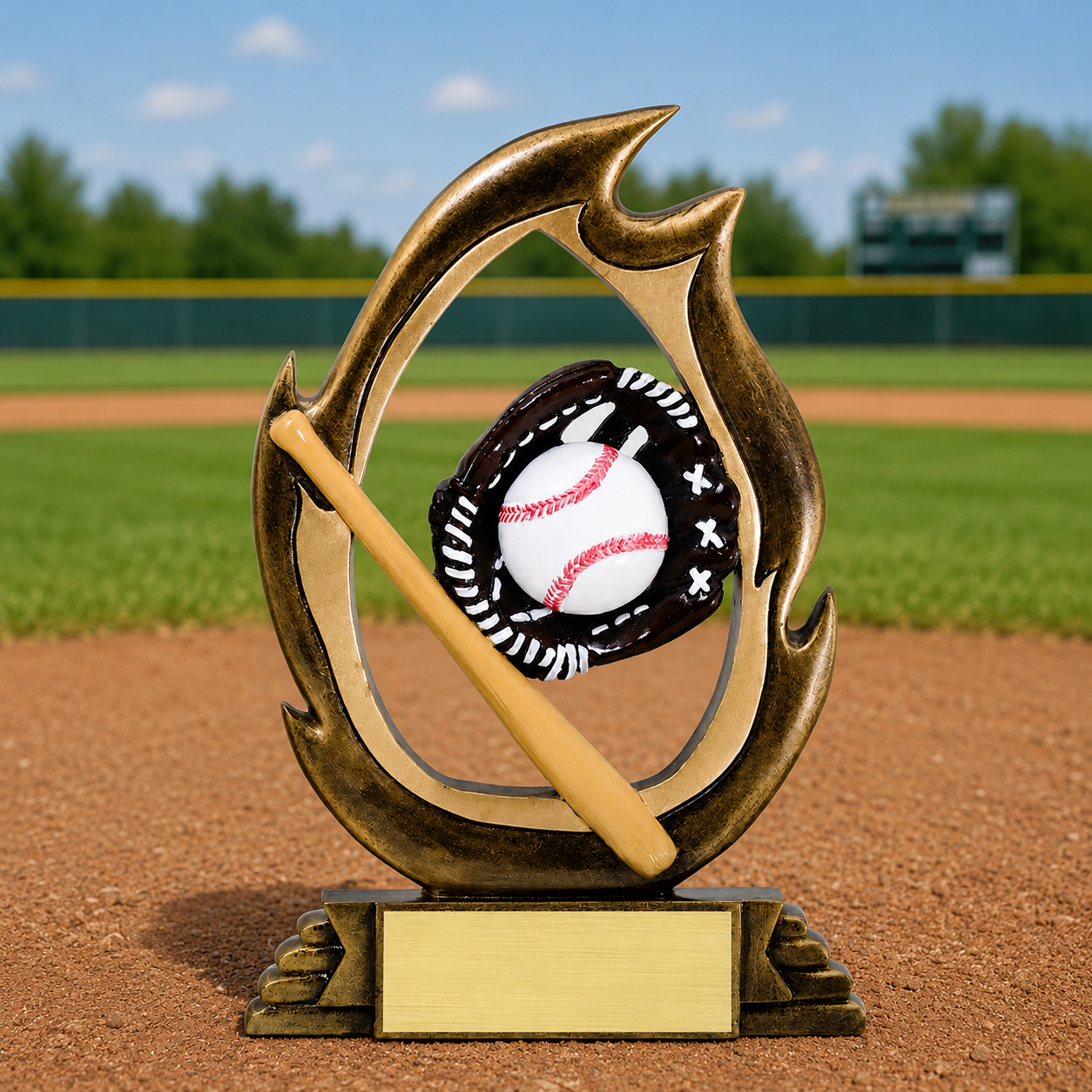 Baseball Trophy | Personalized Baseball Flame Series Award | 7.25 Inches Tall | CLEARANCE
