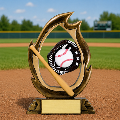 Baseball Trophy | Personalized Baseball Flame Series Award | 7.25 Inches Tall | CLEARANCE
