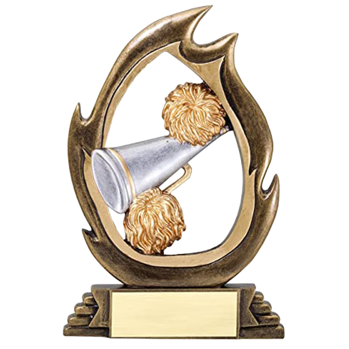 Cheerleading Trophy | Personalized Cheer Flame Series Award | 7.25 Inches Tall | CLEARANCE