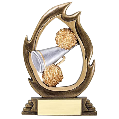 Cheerleading Trophy | Personalized Cheer Flame Series Award | 7.25 Inches Tall | CLEARANCE