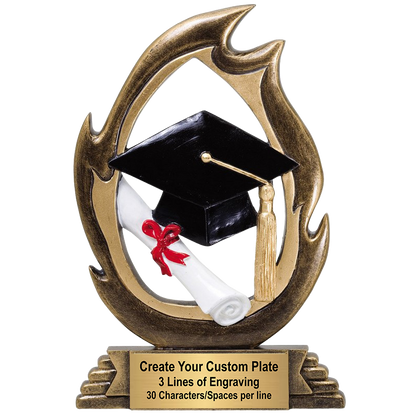 Graduation Trophy | Personalized Graduate Flame Series Award | 7.25 Inches Tall | CLEARANCE