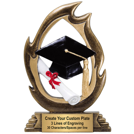 Graduation Trophy | Personalized Graduate Flame Series Award | 7.25 Inches Tall | CLEARANCE