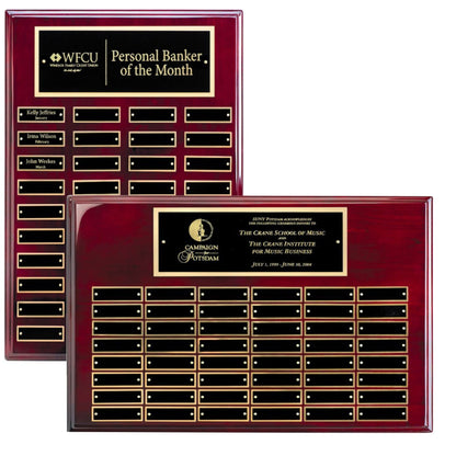 Perpetual Plaque - Rosewood Piano Finish with Black Brass Engraving Plates Decade Awards