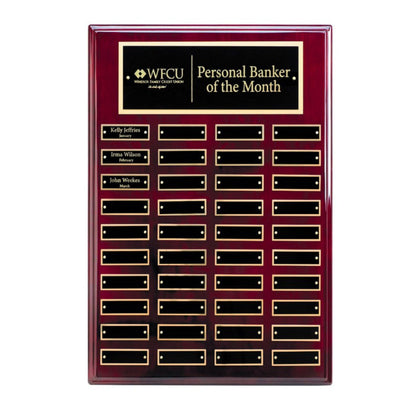Perpetual Plaque - Rosewood Piano Finish with Black Brass Engraving Plates Decade Awards