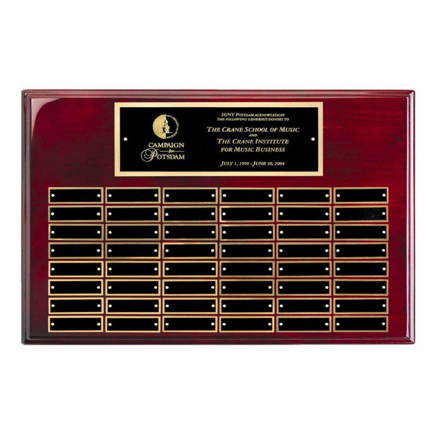 Perpetual Plaque - Rosewood Piano Finish with Black Brass Engraving Plates Decade Awards