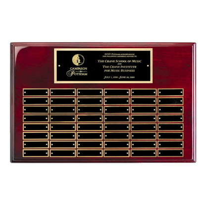 Perpetual Plaque - Rosewood Piano Finish with Black Brass Engraving Plates Decade Awards