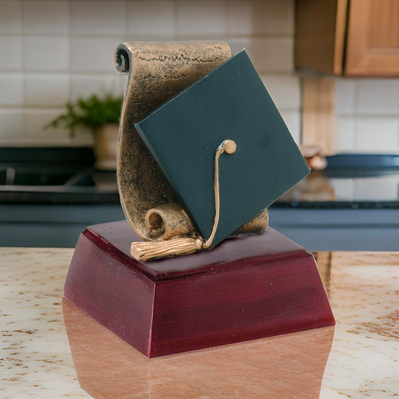 Graduate Sculptured Trophy | Engraved Graduate / Graduation Award - 4 Inch Tall