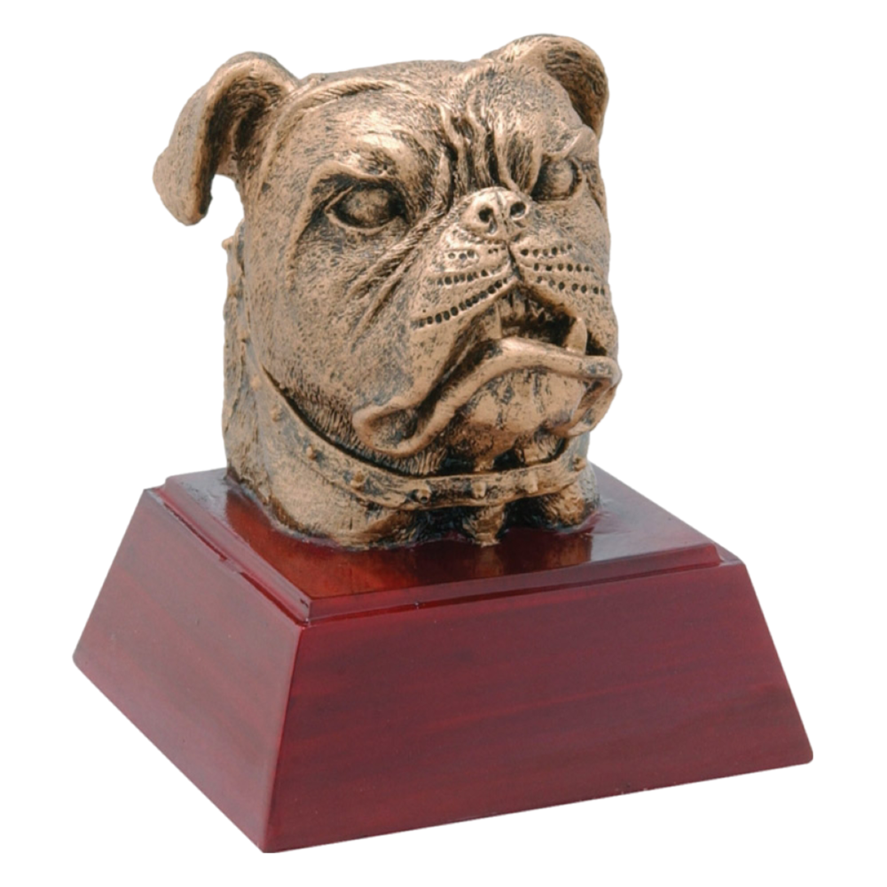 Bulldog Trophy | Sculptured Mascot | Personalized Bulldog Award | 4 Inches Tall
