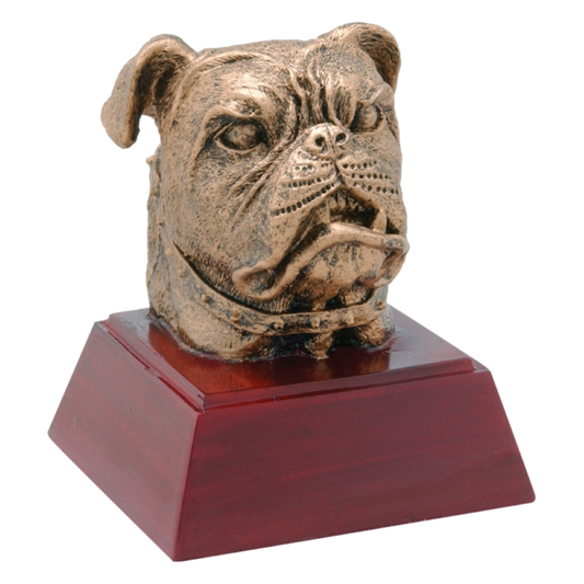 Bulldog Trophy | Sculptured Mascot | Personalized Bulldog Award | 4 Inches Tall