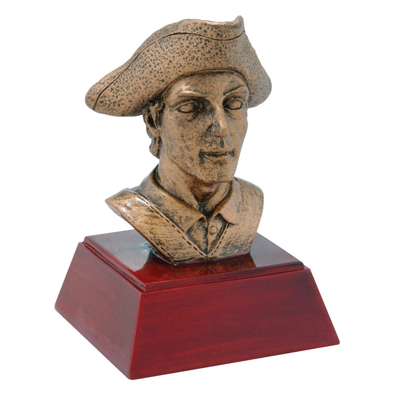Patriot Trophy | Sculptured Mascot | Personalized Patriot Award | 4 Inches Tall