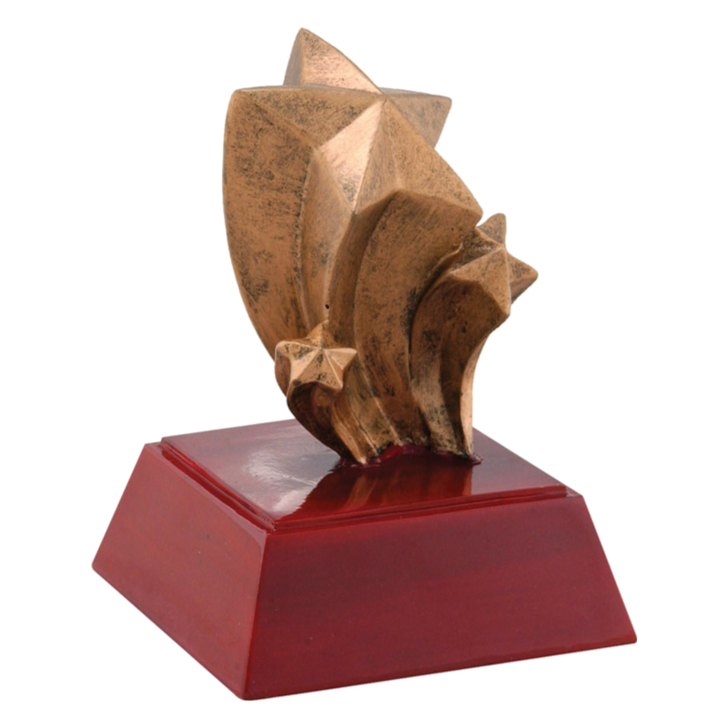 Star Sculptured Trophy | Engraved Shooting Star Award - 4 Inch Tall