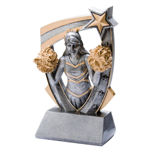 Cheer Trophy, 3D Star Resin | Engraved Cheerleader Award - 6 Inch Tall Decade Awards