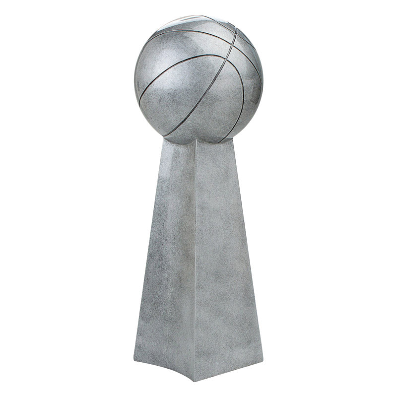 Basketball Silver Tower Trophy | Engraved Hoops 3-on-3 League Championship Award - 9.5 or 14 Inch Tall Decade Awards