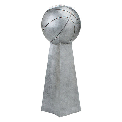 Basketball Silver Tower Trophy | Engraved Hoops 3-on-3 League Championship Award - 9.5 or 14 Inch Tall Decade Awards