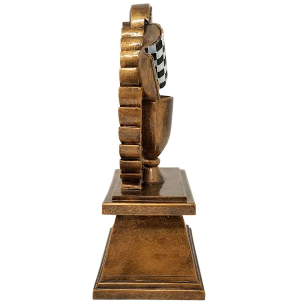 Personalized Racing Trophy with Checkered Flag Design – 7 Inch Custom Engraved Racing Award by Decade Awards