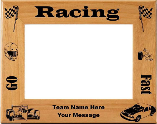 Racing Picture Frame - Personalized | Laser Engraved Wood Frame - 3 Sizes Decade Awards