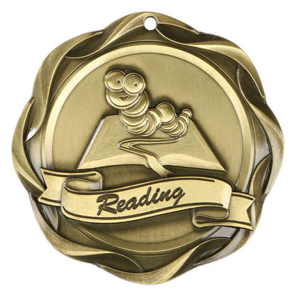 Reading Fusion Medal- Gold | Engraved Reading Medallion - 3 Inch Wide Decade Awards